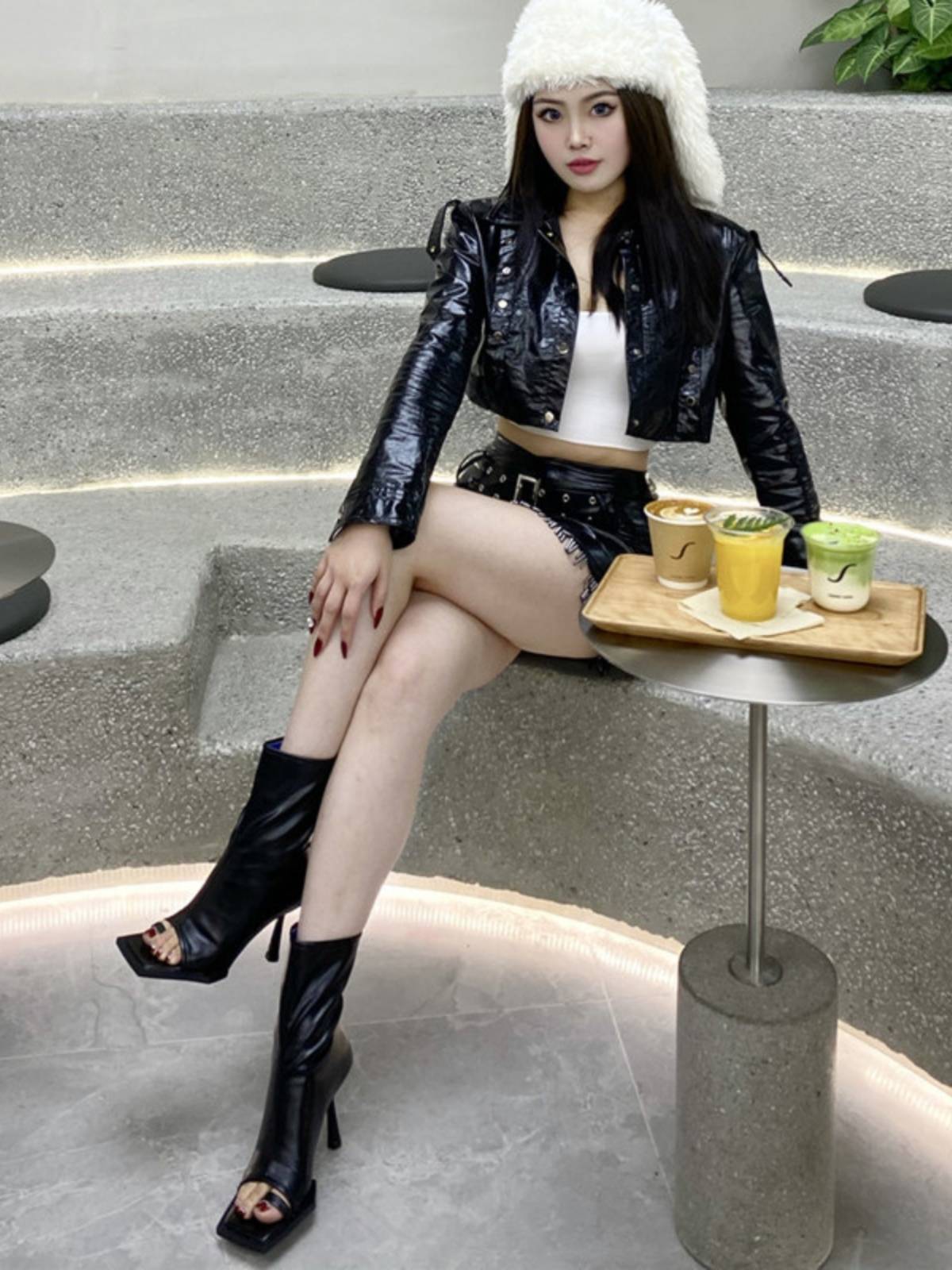 2024 autumn and summer dew -toe fine heel juper boots sexy clamping boots versatile square head toe short boots female soft leather high heel boots