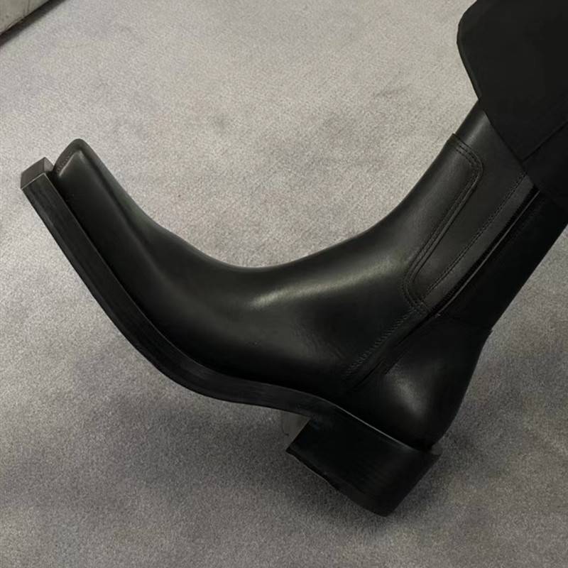 Malaysia and women's head Martin boots 2024 Autumn new Binglun side zipper coarse heel thick sole Chelsea boots