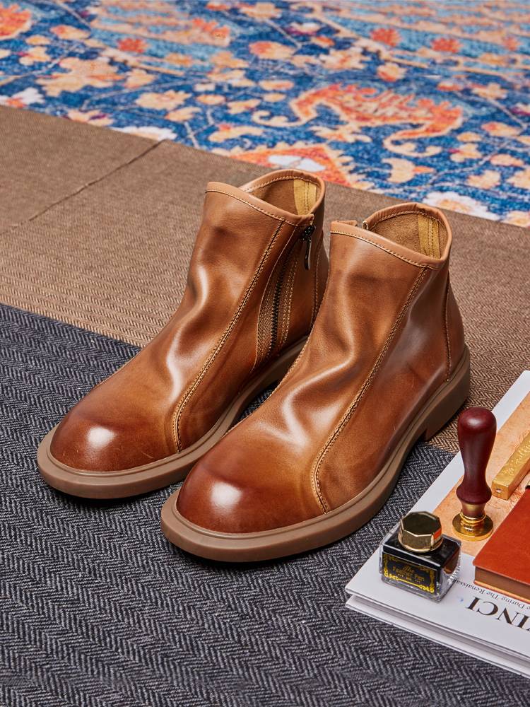 Chelsea boots male Yinglun wind gang Martin boots in winter high -top leather shoes warm leather business casual boots men