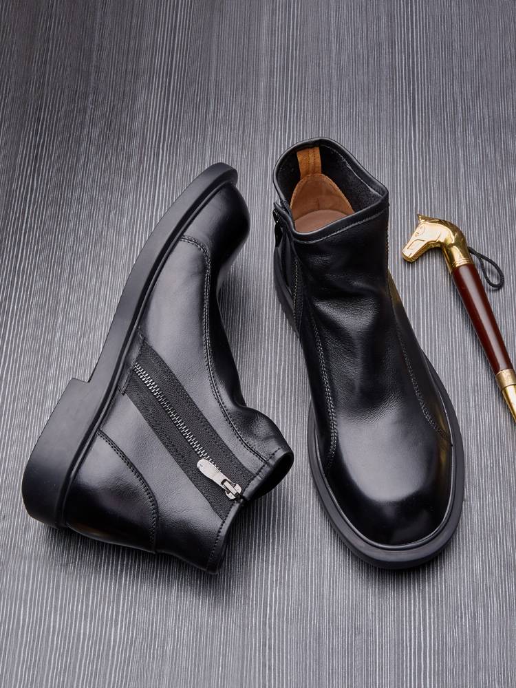Chelsea boots male Yinglun wind gang Martin boots in winter high -top leather shoes warm leather business casual boots men