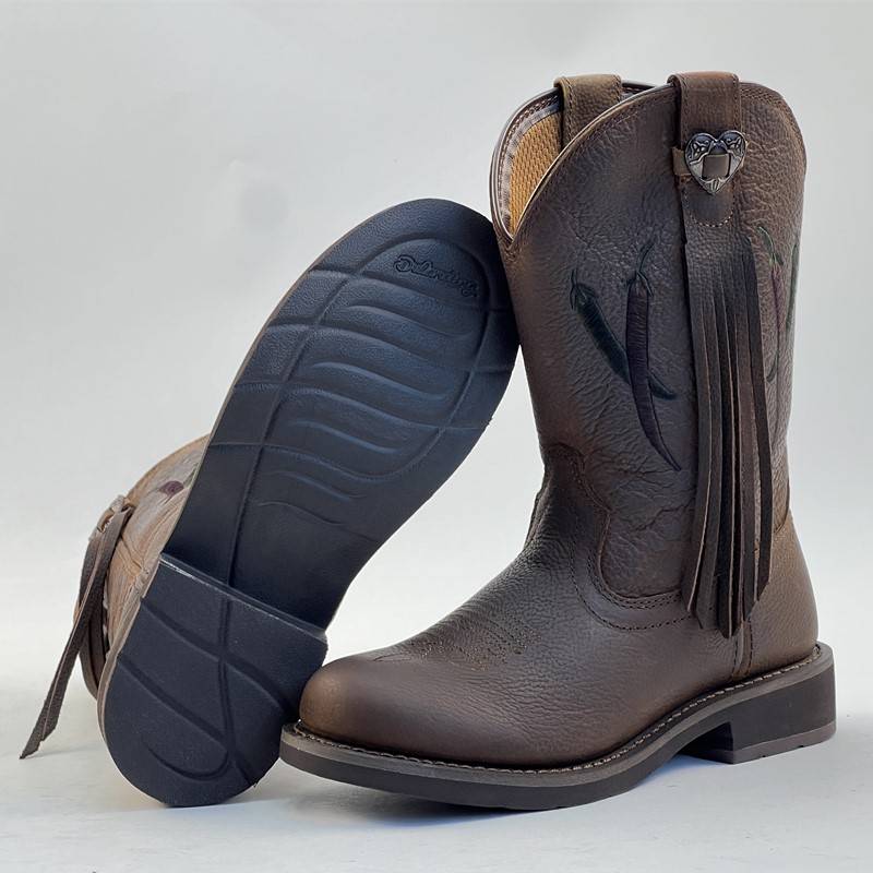 35 36 37 38 39 -yard cowhide Liusu women's boots, round head children adult knights, horses boots, denim sleeve boots