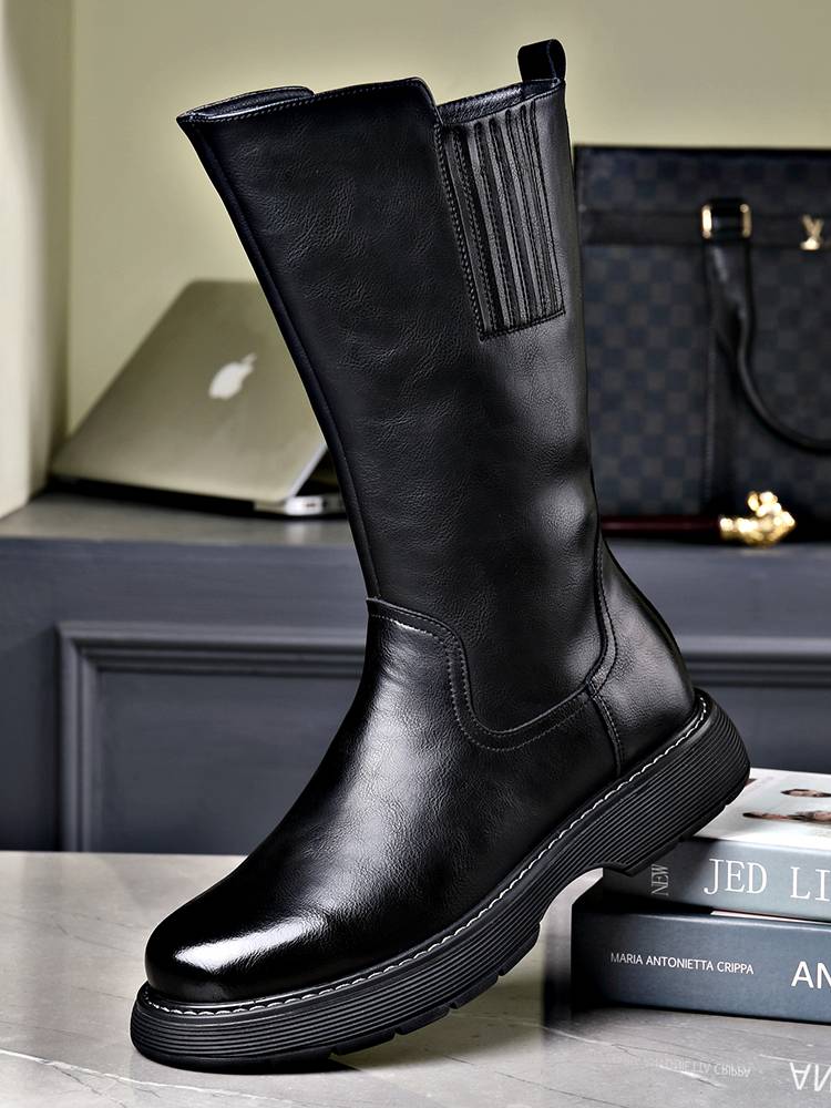 Autumn and winter new high boots men's British Martin boots leather leather boots thick bottom increase knight boots