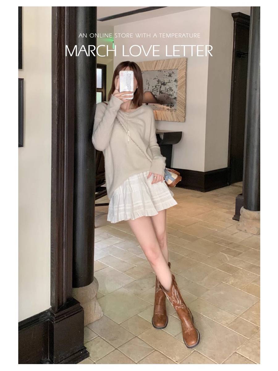 Leather Western denim boots embroidered knight boots Martin boots long brown brown Xinjiang Merad boots women summer