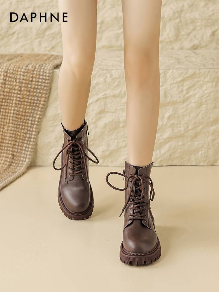 Daphne's Black Martin Boots Girl 2024 new summer chubby chubby