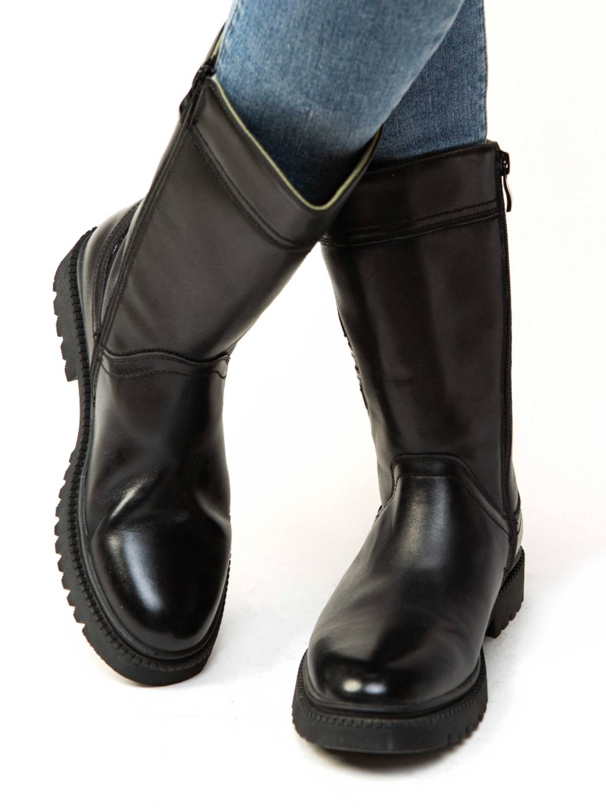 20263 Summer men's shoes mid -boots zipper -style men's black round head cowhide boots locomotive wind riding horse boots 