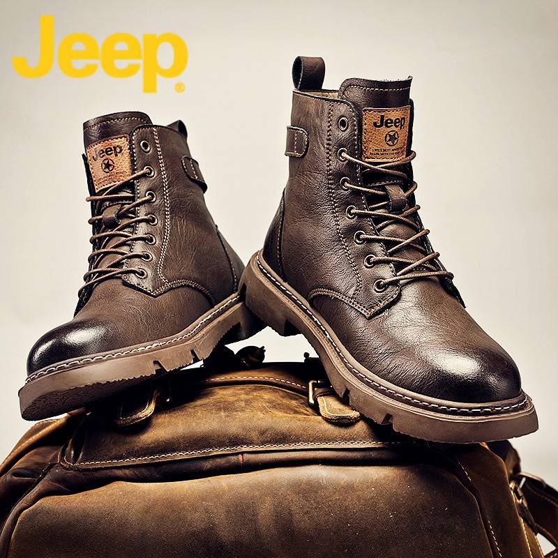 Jeep Gypsin Boots Men's Shoes Summer 2024 New Leather Snow Workers Boots Men's High -Guan September