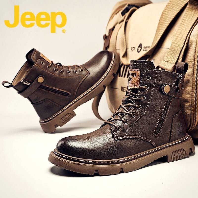 Jeep Gypsin Boots Men's Shoes Summer 2024 New Leather Snow Workers Boots Men's High -Guan September