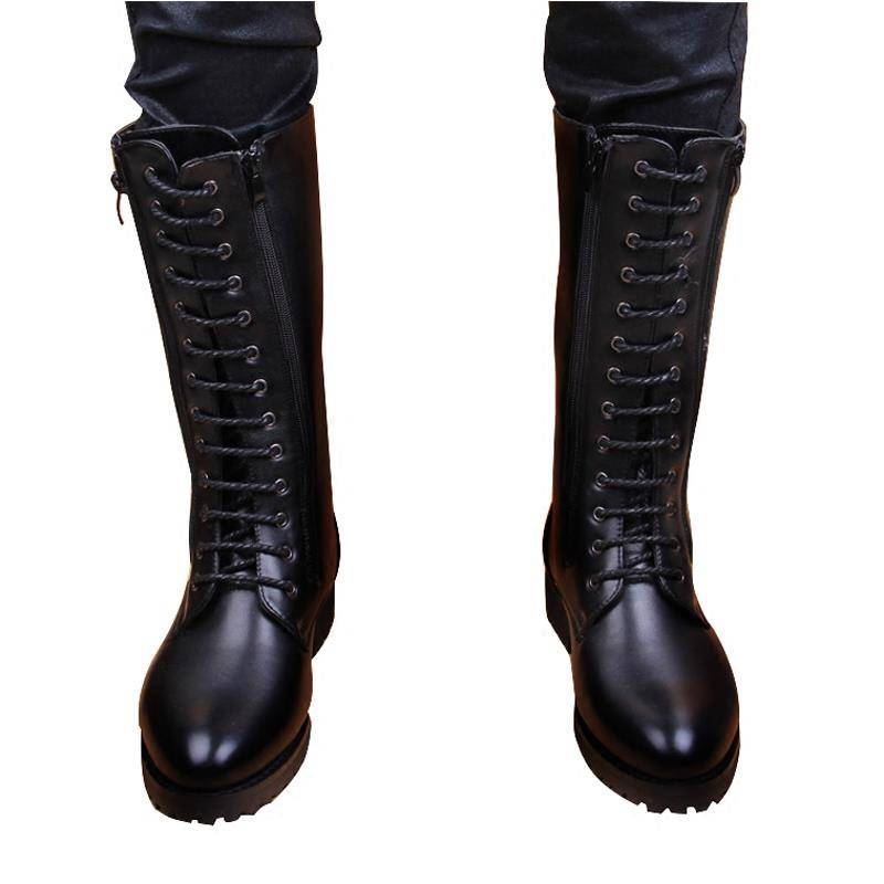 Summer breathable long tube men's Martin boots high -top men's boots high boots riding ride boots trend Gaobang leather boots lace