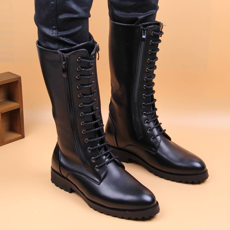Summer breathable long tube men's Martin boots high -top men's boots high boots riding ride boots trend Gaobang leather boots lace