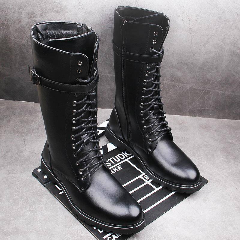 Summer breathable long tube men's Martin boots high -top men's boots high boots riding ride boots trend Gaobang leather boots lace