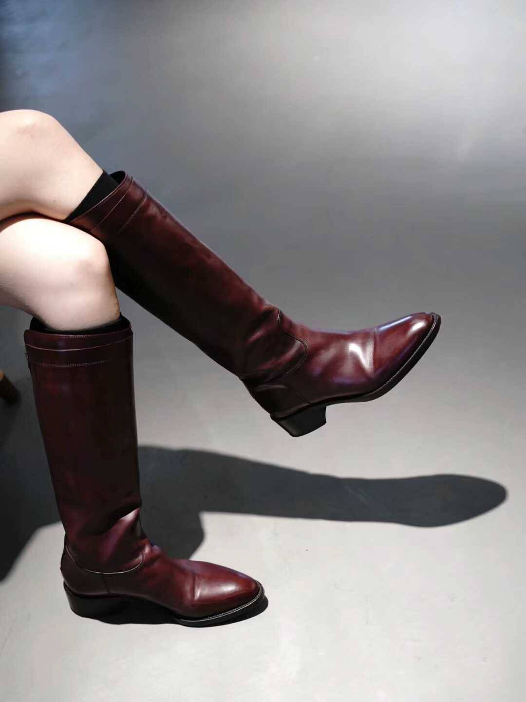 Khaite Sartore/Ladies Boots Rough heel back zipper equestrian boots brown Martin boots boots