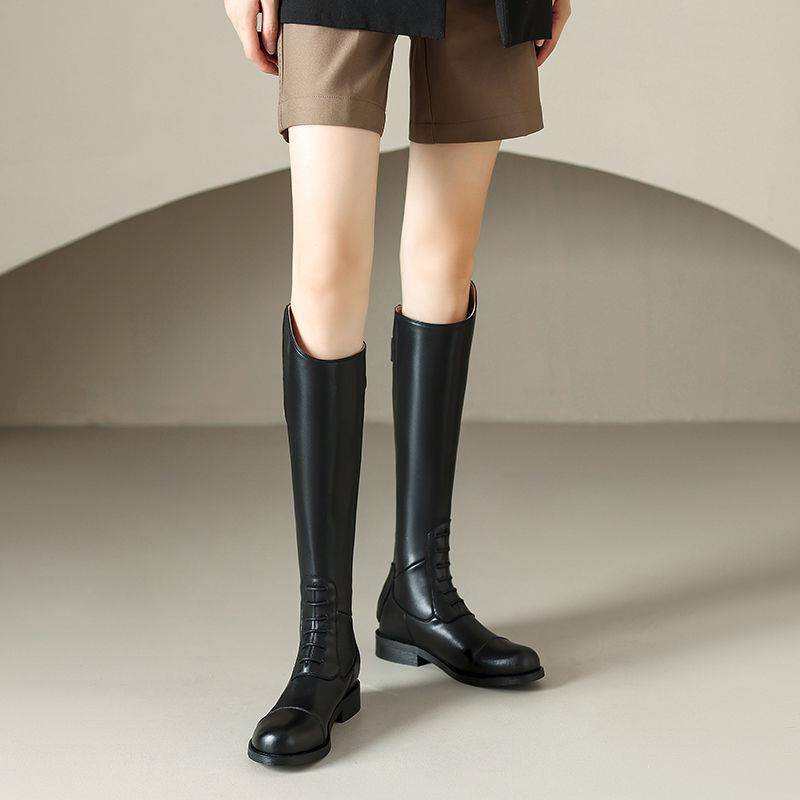 2023 autumn and winter new boots, horse boots, equestrian boots, boots, children, but knee leather rivet high tube knight boots