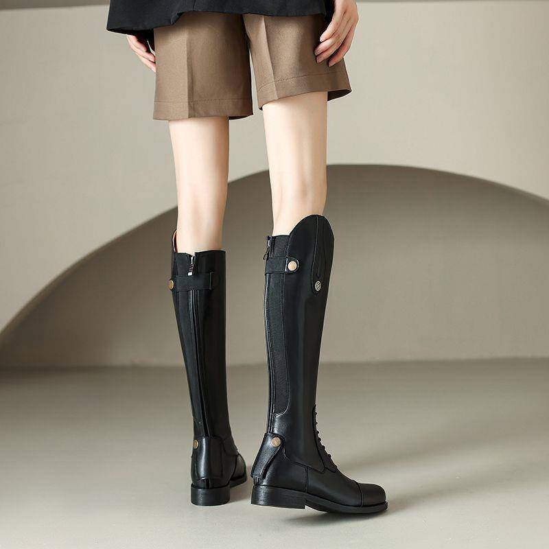 2023 autumn and winter new boots, horse boots, equestrian boots, boots, children, but knee leather rivet high tube knight boots