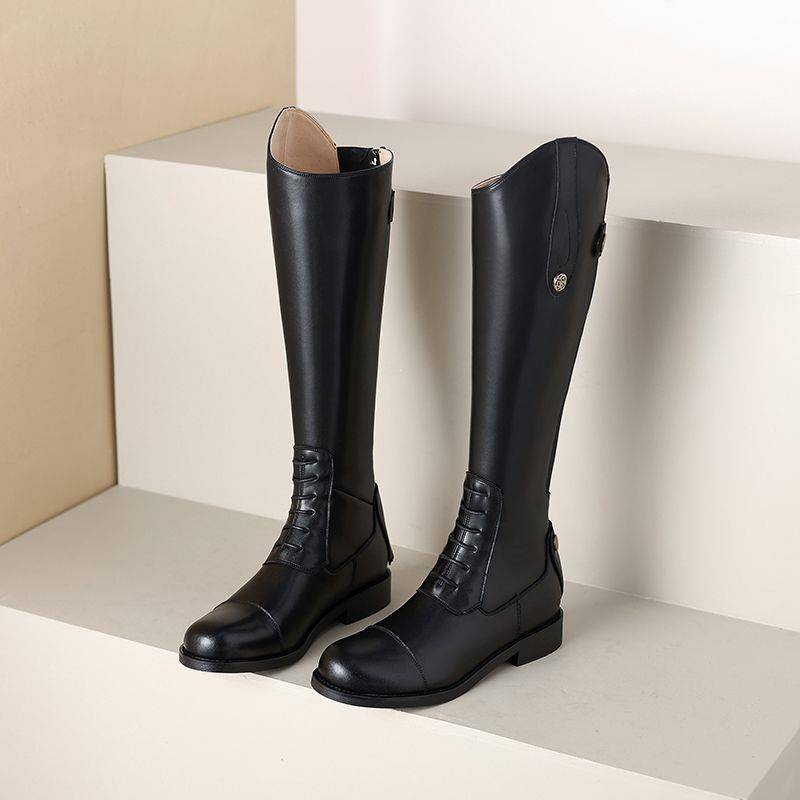 2023 autumn and winter new boots, horse boots, equestrian boots, boots, children, but knee leather rivet high tube knight boots