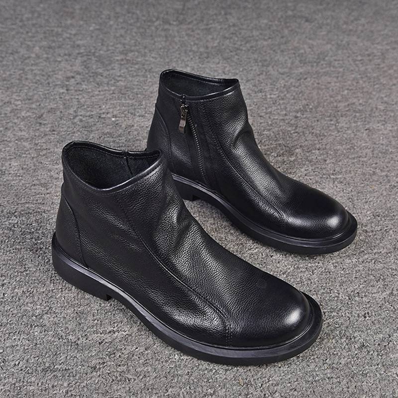 2024 spring and summer breathable Martin boots male cowhide leisure high -top soft leather pneeling leather leather leather boots