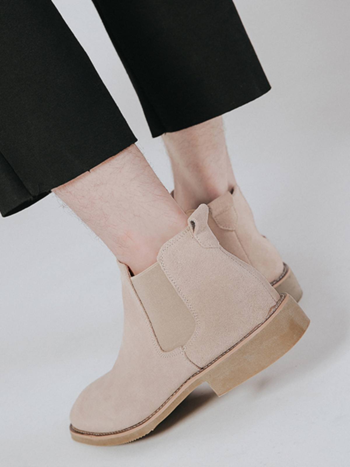 Chelsea boots men's autumn and winter plus velvet inner boots, British big size, one footsteps leisure high -top Martin boots men's shoes