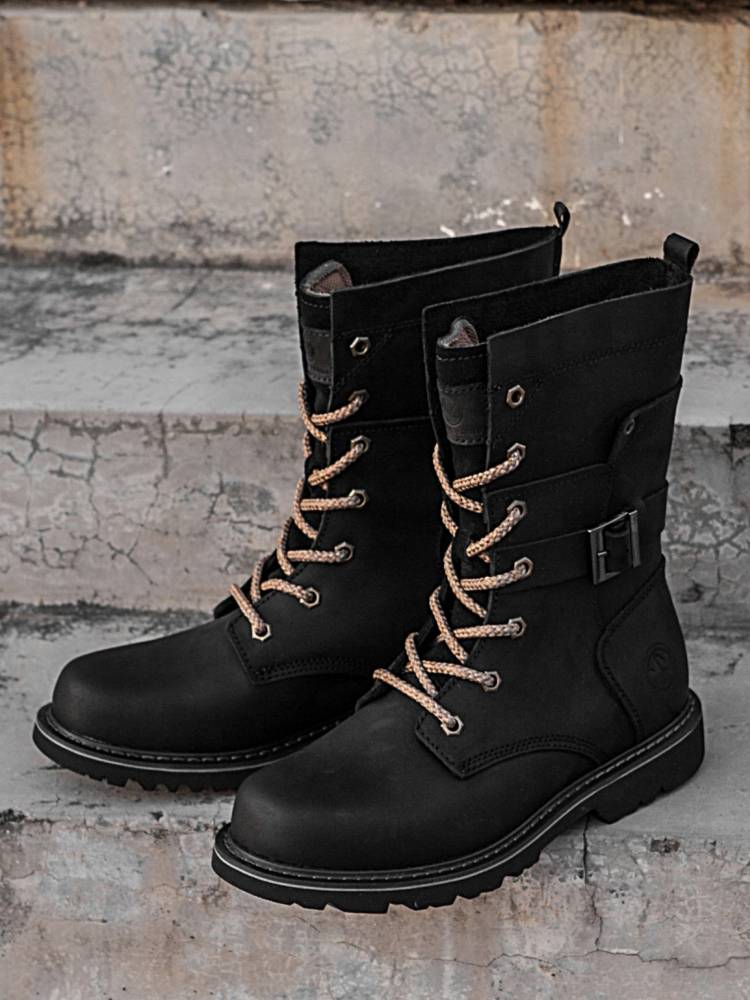 Black Martin Boots Man's Boots Long Boots Machine Ride Old Horse Boots with Fung Boots