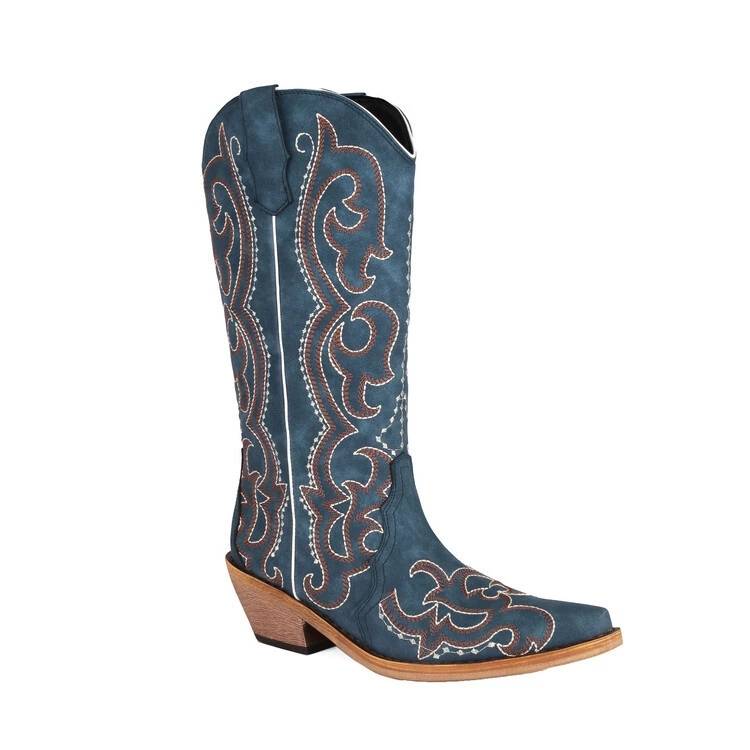 BLUE EMBROIDERED V, NEW 2024 FOR THE WESTERN COWBOY BOOTS