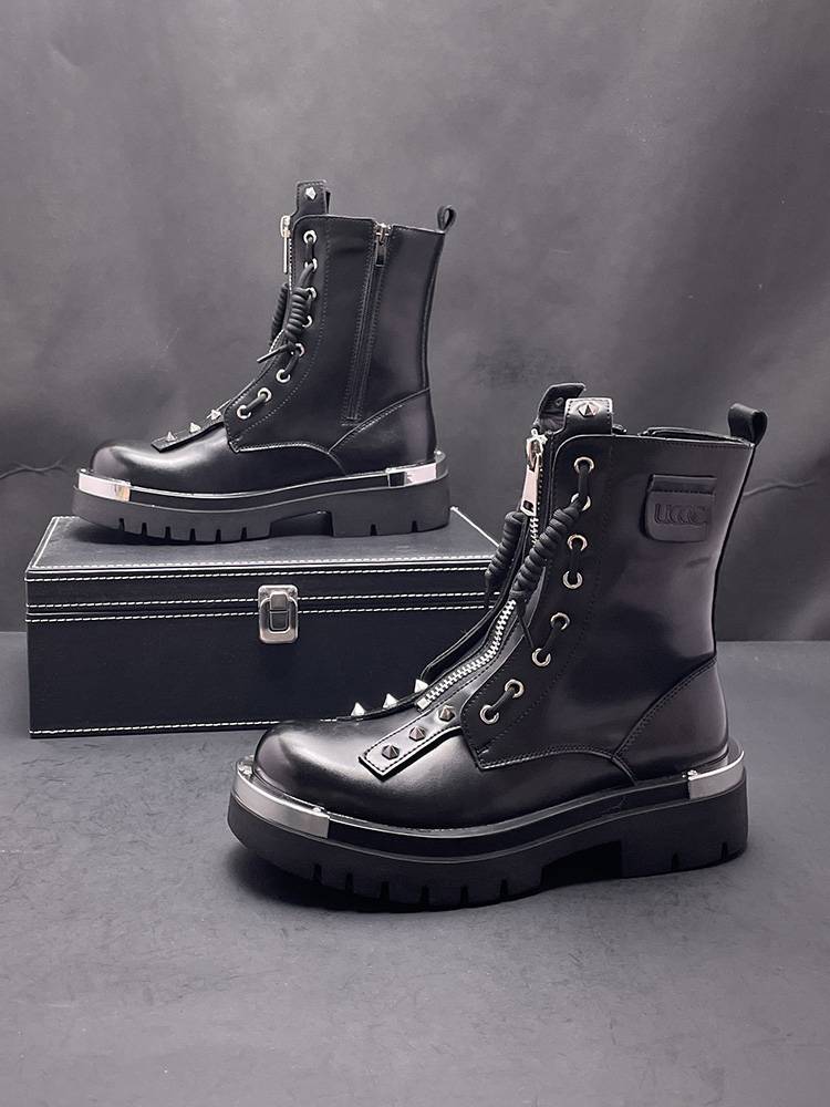Martin's boots are thick enough to help in the spring of the British wind