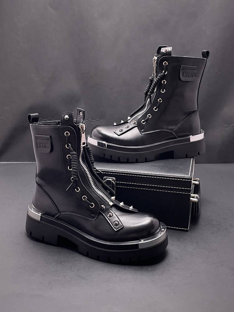 Martin's boots are thick enough to help in the spring of the British wind