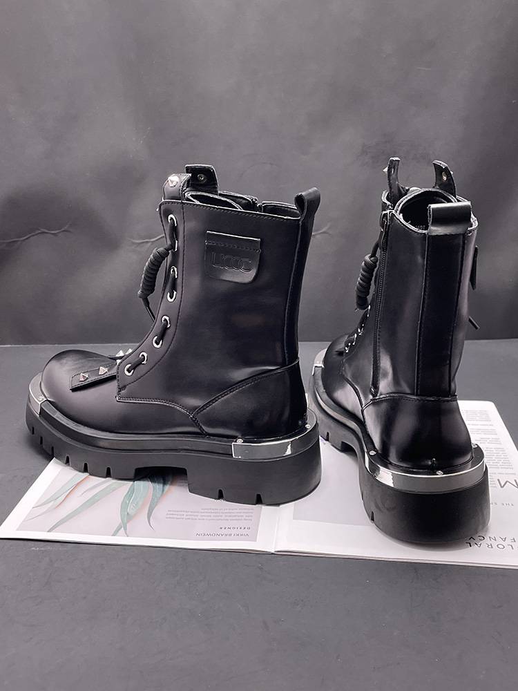 Martin's boots are thick enough to help in the spring of the British wind