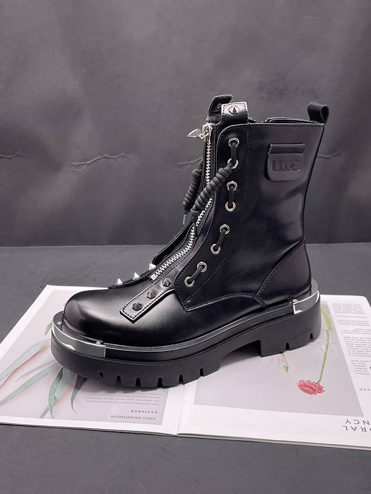 Martin's boots are thick enough to help in the spring of the British wind
