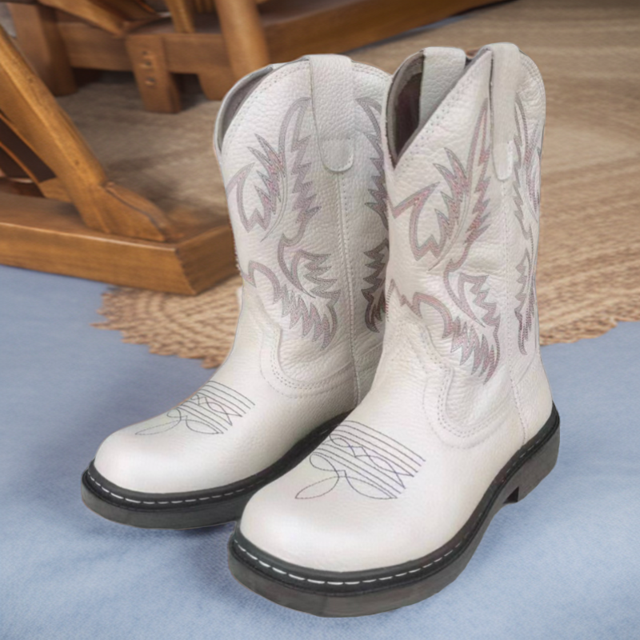 New product fashion denim boots national style one foot boot boots cowhide embroidery knight round -headed female boots and horse boots Mongolian boots