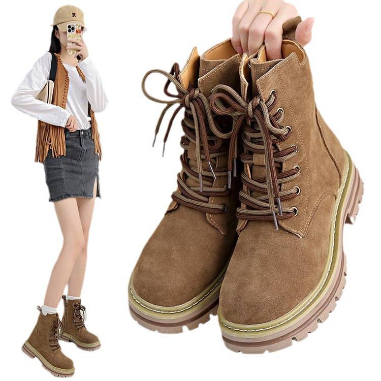 Xinjiang Tibet Traveling Martin Boots Women's North Sichuan West Grassland Desert Boots Western denim big yellow boots tide