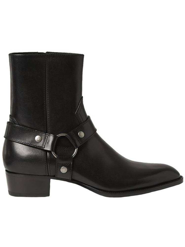 Summer Europe and America CHELSEA BOOT In the first year of Cherry Boots, male leather pointed high -top street Martin boots
