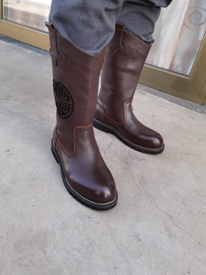Spring and autumn new Mongolian element ethnic style leather horse boots pure leather men's Mongolian boots Mongolian men's leather boots men's shoes