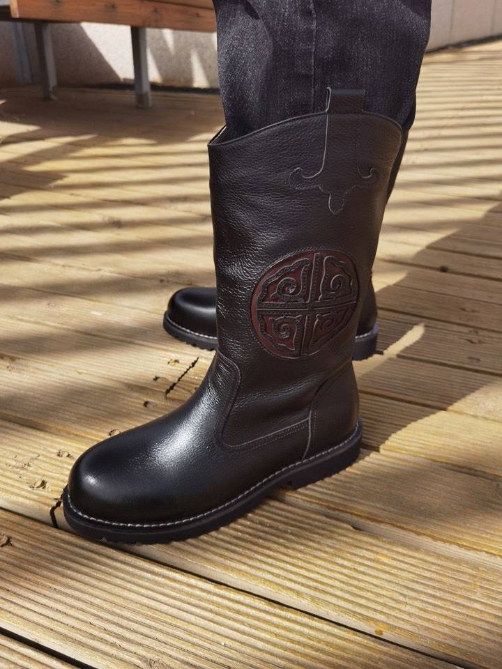 Spring and autumn new Mongolian element ethnic style leather horse boots pure leather men's Mongolian boots Mongolian men's leather boots men's shoes