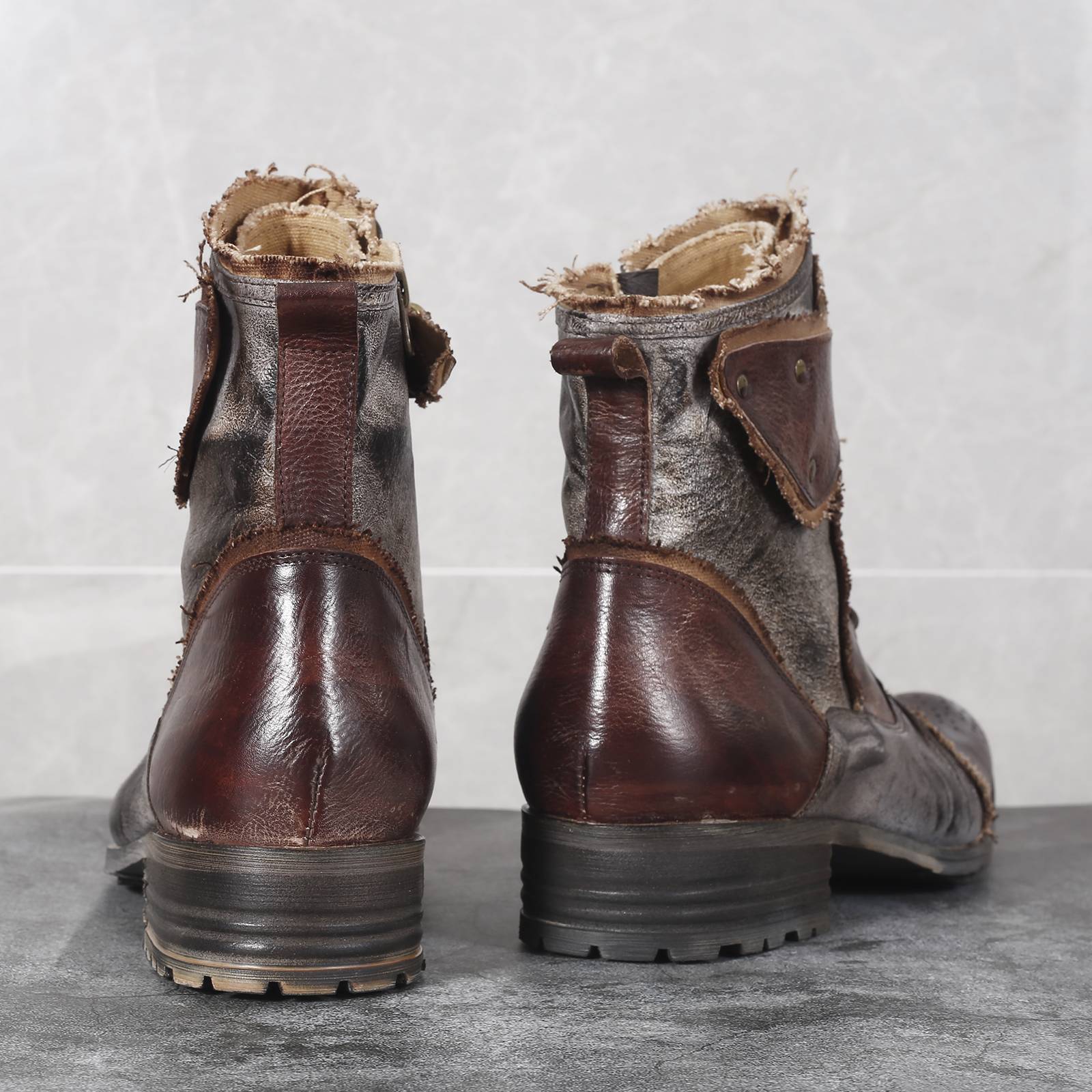 British Martin Boot Single Men's Single Zipper Putting Boots Plagscieci retro trendy denim boots