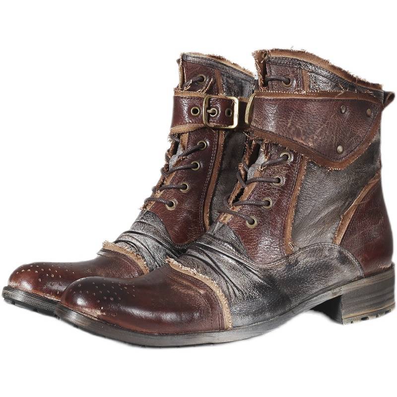 British Martin Boot Single Men's Single Zipper Putting Boots Plagscieci retro trendy denim boots