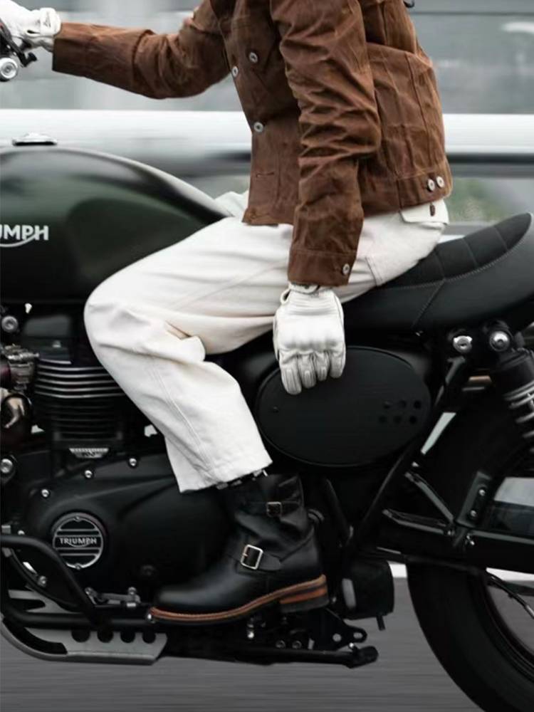 Handmade solidar, thickened leather engineer boots, American retro mid -tube motorcycle boots Martin boots Knight Leather boots autumn