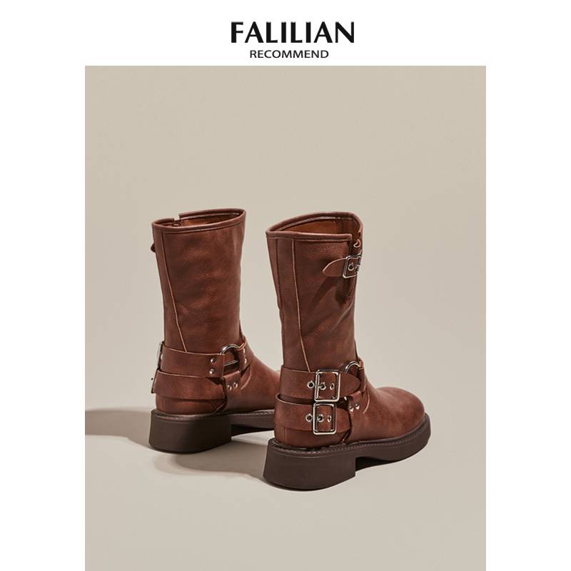Brown Martin Boots Women's Boot 2024 New Spring and Autumn Period, but knee high -end knight boots in western denim boots