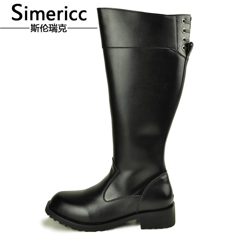Cowhide boots men's leather parade ritual ritual brigade high -knight warming wool boots Martin Chelsea boots 1129