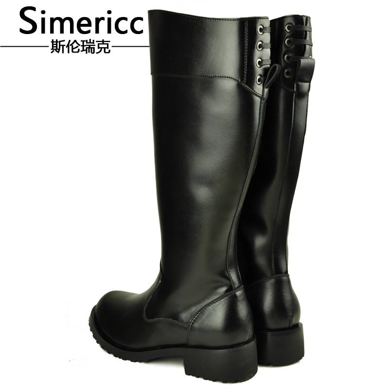 Cowhide boots men's leather parade ritual ritual brigade high -knight warming wool boots Martin Chelsea boots 1129