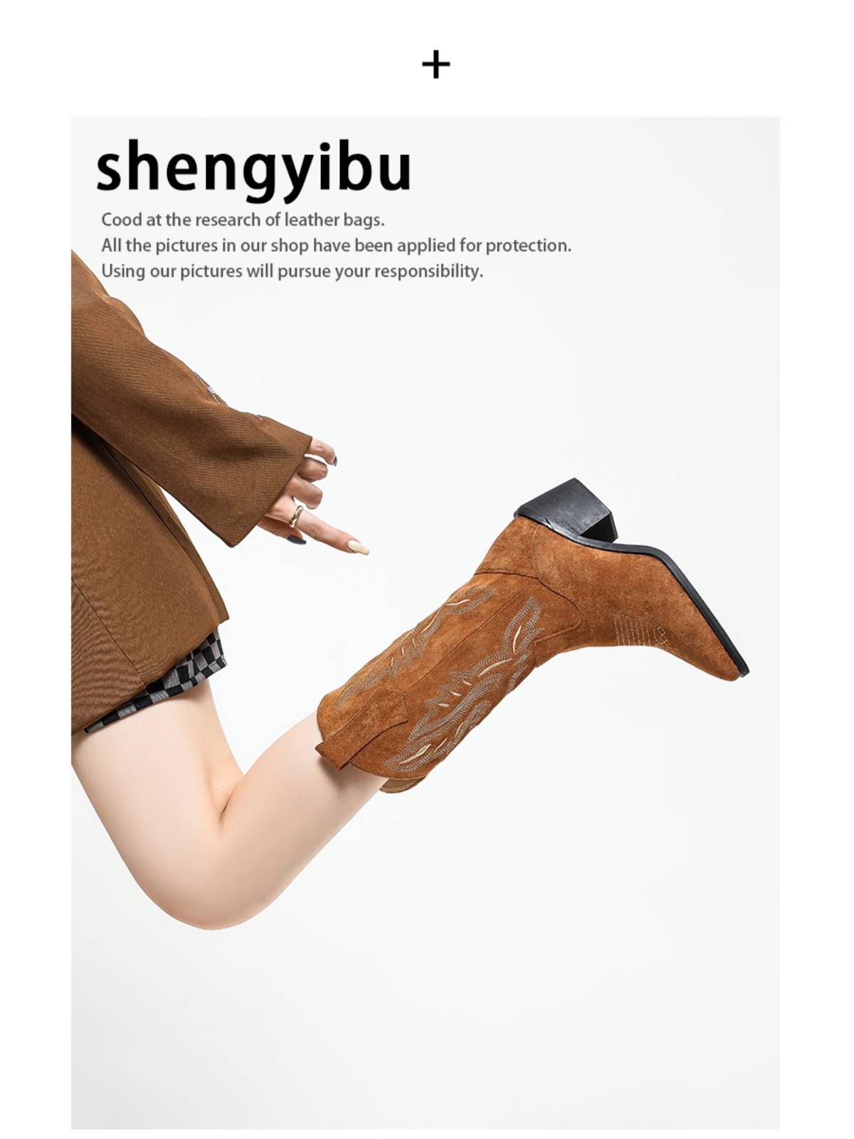 2024 autumn and winter new Bohemian ethnic wind embroidered denim Western boots, rough heels, knee boots, horses boots