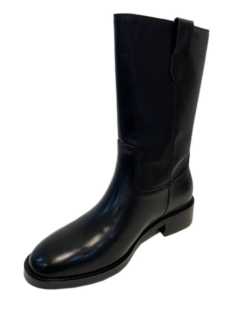 Head layer Pure leather mid -leather boot boots women's straight high boots are thin and low -heeled mid -boots versatile western boots and horse boots