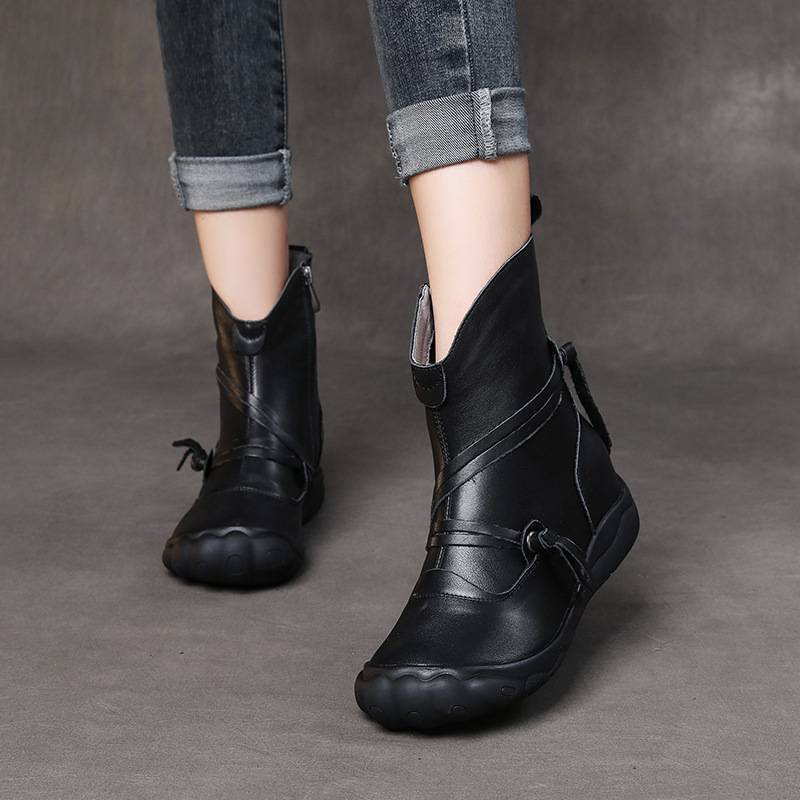2024 spring and autumn new hollow boots women's soft bottom breathable high -top single boots ethnic retro boots holes holes leather boots