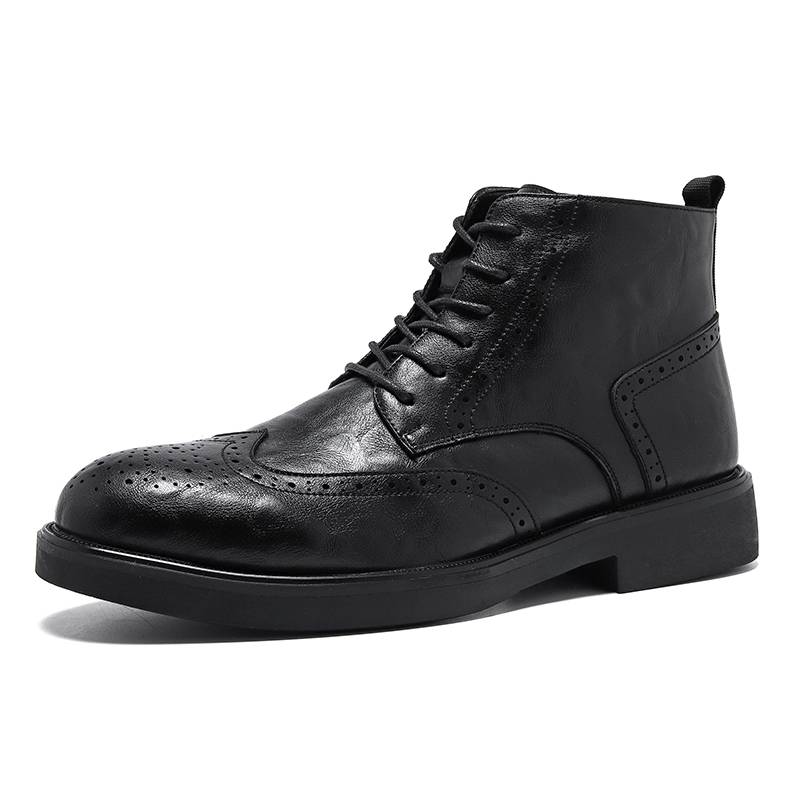 Brock short boots male leather Martin boots Zhongbang 2024 new soft leather British high -top shoes high -level men's shoes
