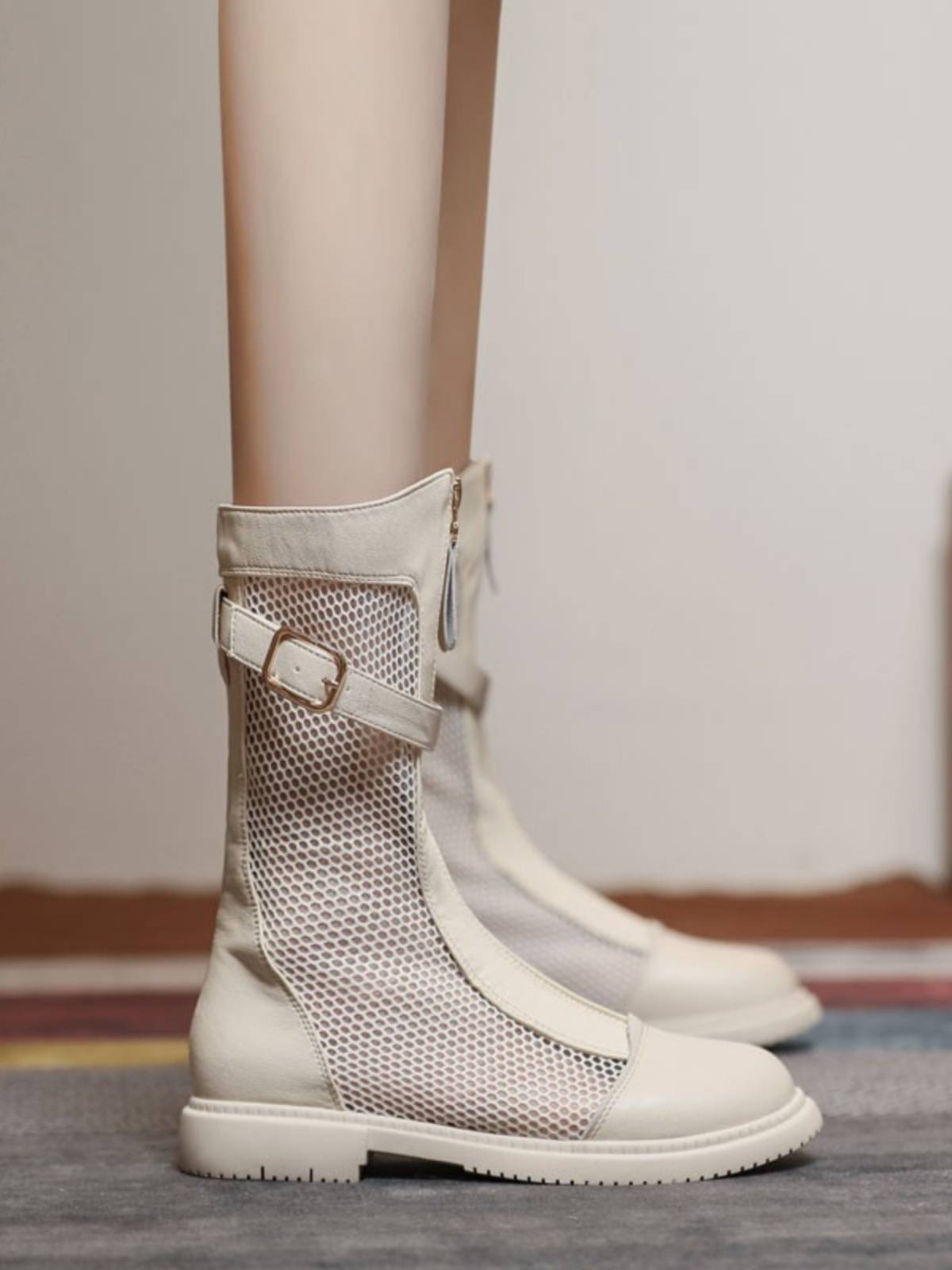 Guidi Fame Black Hollow Martin Boots Female Summer Thin Leather Flat Platform Boots Net Speed ​​Bad Boot Women