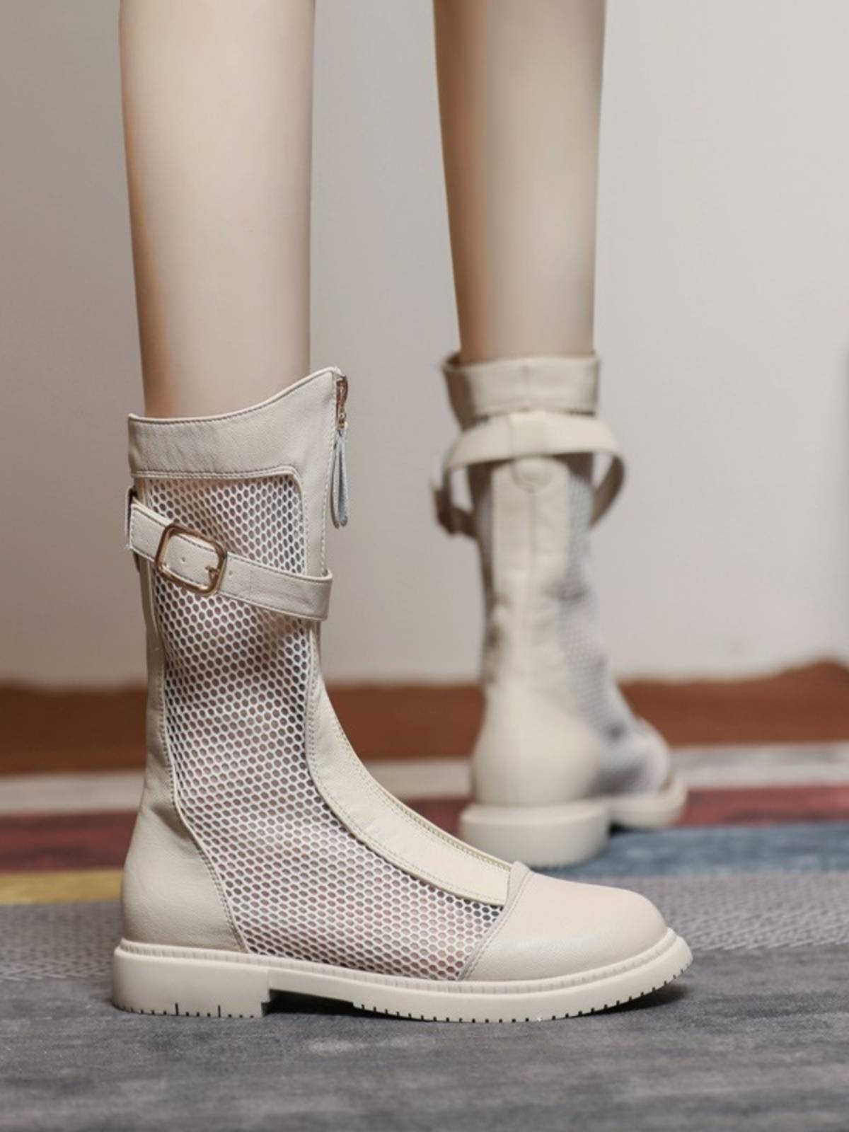 Guidi Fame Black Hollow Martin Boots Female Summer Thin Leather Flat Platform Boots Net Speed ​​Bad Boot Women