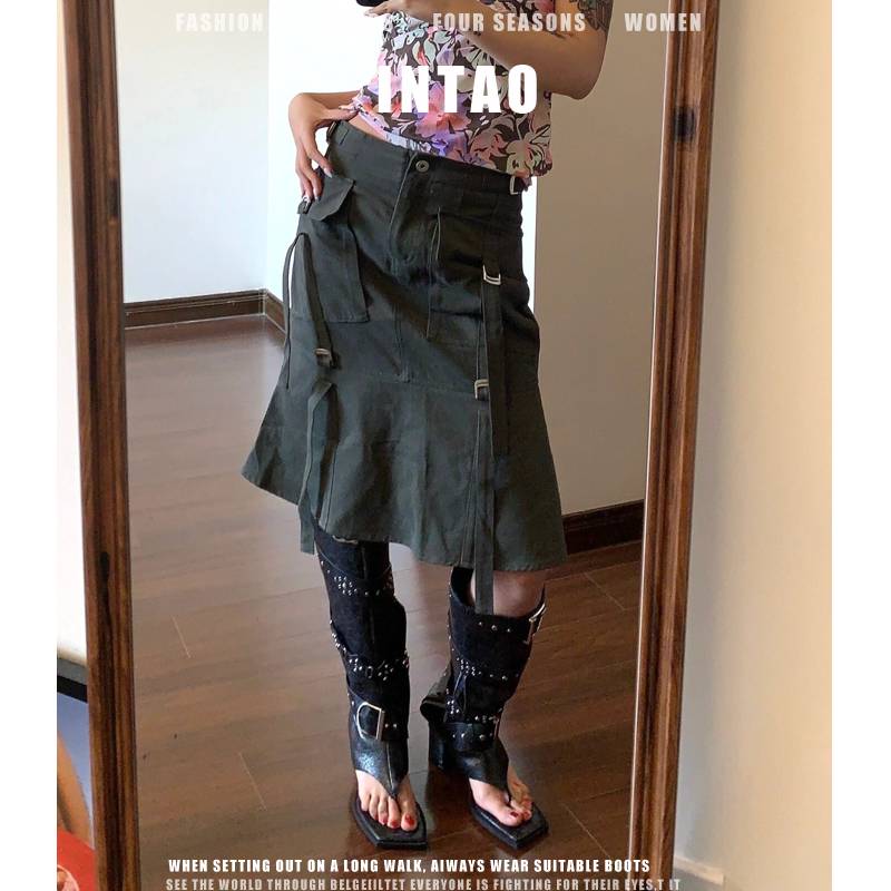 Fried Street high -heeled hot girl pants pipe boots 2024 summer new toe human character juvenile boots rivet high tube fashion boots
