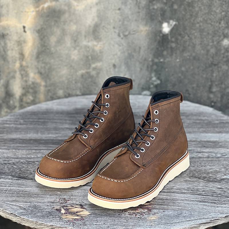 Gongcong boots male solid head layer cowhide American retro trend handmade leather shoes 8777 lace -up high -top Martin boots