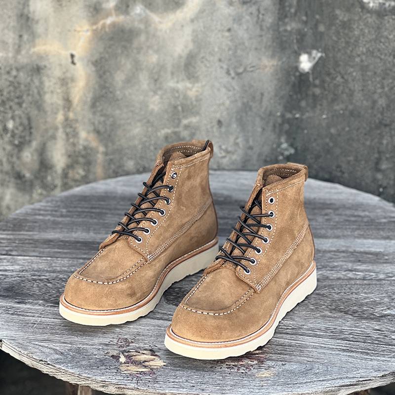 Gongcong boots male solid head layer cowhide American retro trend handmade leather shoes 8777 lace -up high -top Martin boots