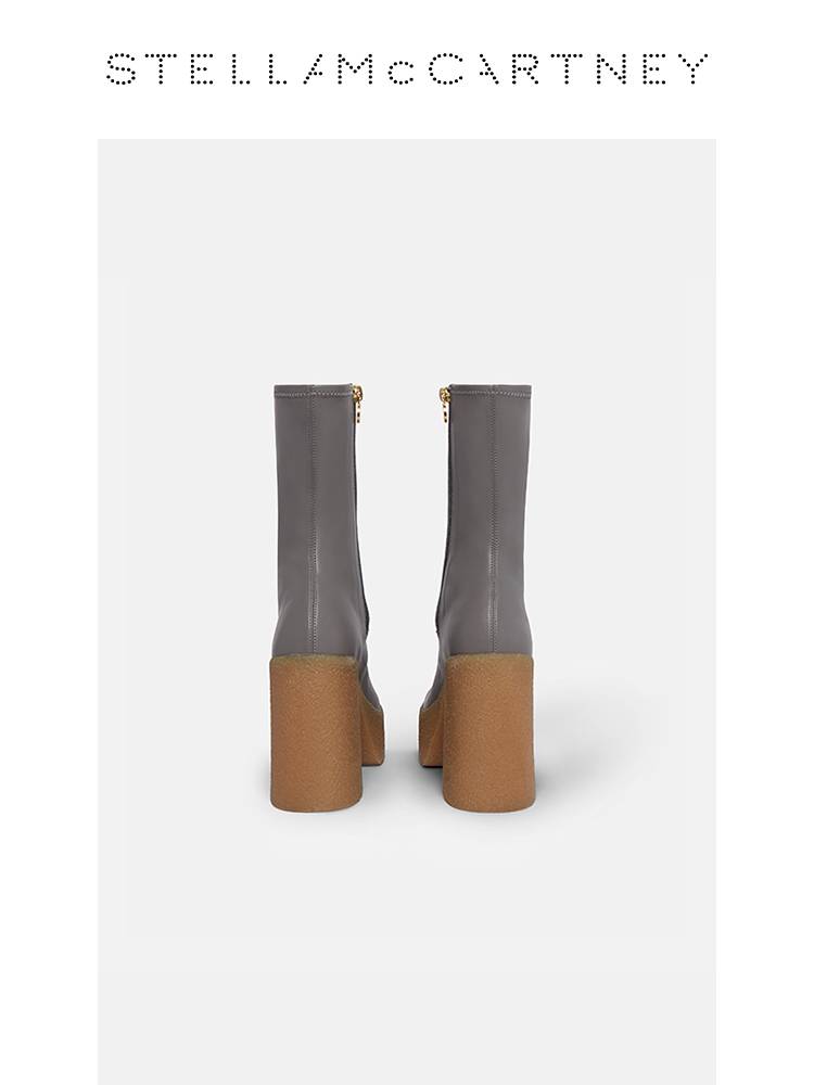 Stella McCartney slope heel high -heeled boots lady Skyla thick heel waterproof platform ankle boots