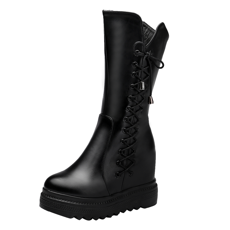 30-33 small size Martin mid-boots increase the thick bottom boots, children's winter plus velvet thick horse boots new women