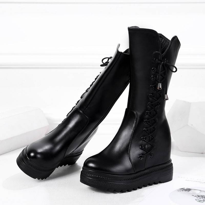 30-33 small size Martin mid-boots increase the thick bottom boots, children's winter plus velvet thick horse boots new women