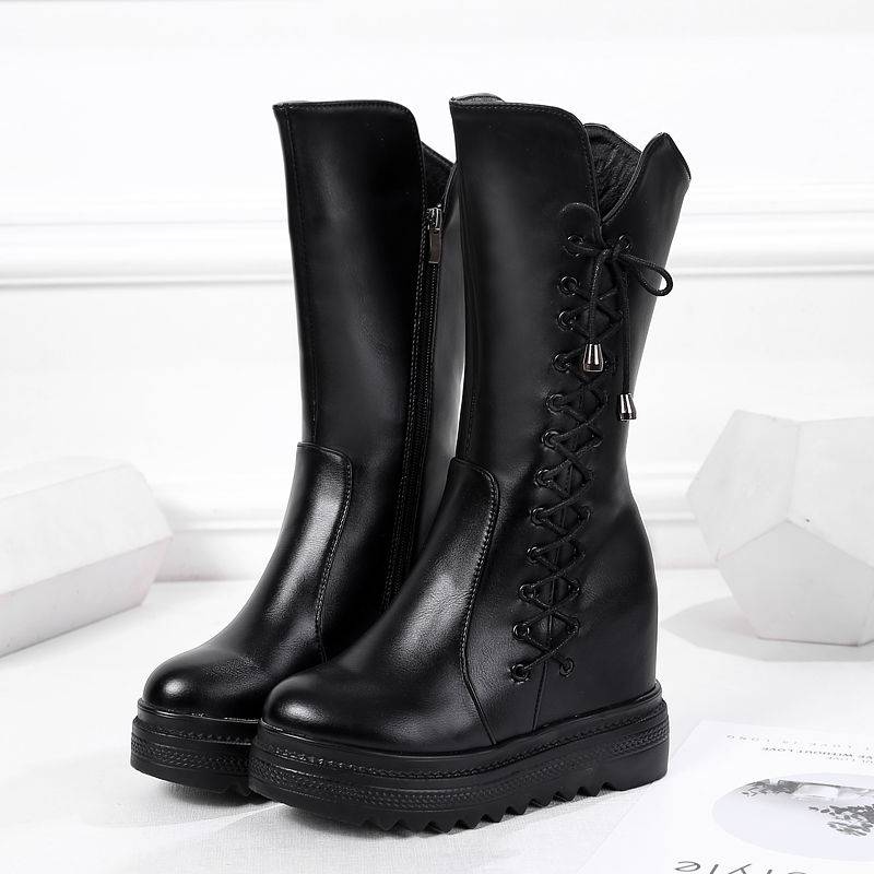 30-33 small size Martin mid-boots increase the thick bottom boots, children's winter plus velvet thick horse boots new women